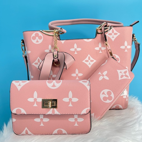 Elegant Pink Designer Women's Bag Set - Picture 1 of 13